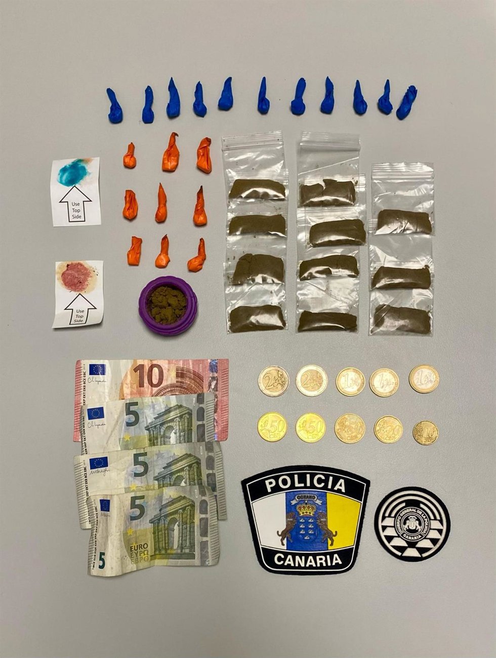 Drogas y dinero incautado por agentes de la Policía canaria en Fuerteventura