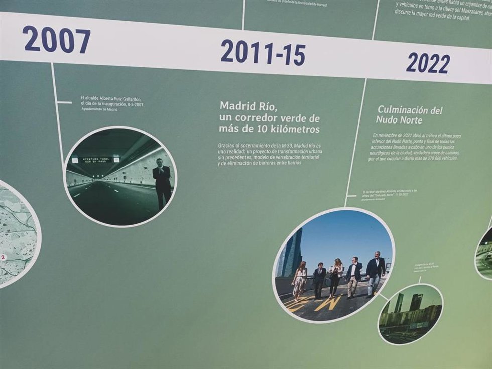 Un espacio junto al invernadero de Matadero se transforma en 'manual de historia' con la evolución de M-30 y Madrid Río