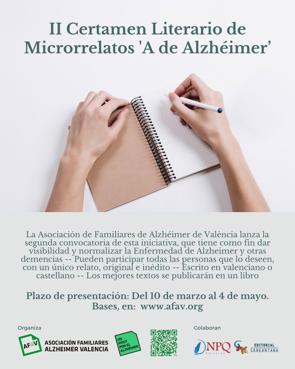 AFAV convoca el II Certamen Literario de Microrrelatos 'A de Alzhéimer' y publicará un libro con los 100 mejores