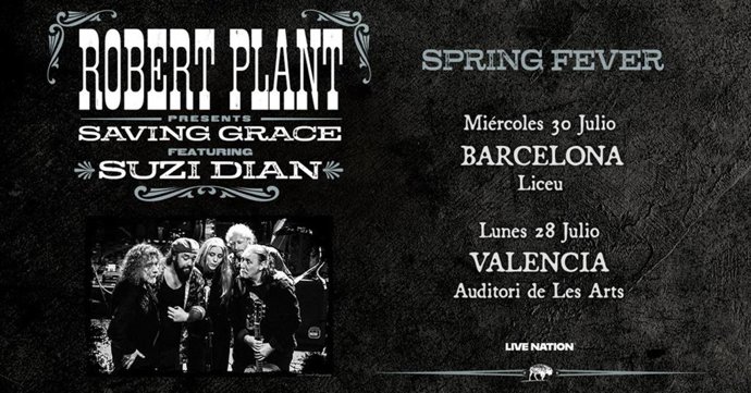 Cartell dels concerts de Robert Plant a València i Barcelona