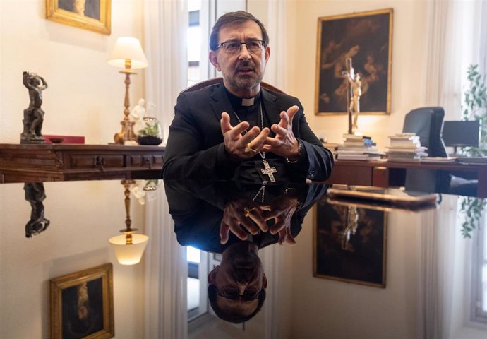 Archivo - El arzobispo de Madrid, José Cobo, durante una entrevista para Europa Press