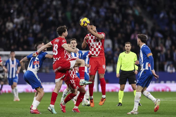 Yangel Rangel of Girona FC in action during the Spanish league, La Liga EA Sports, football match played between RCD Espanyol and Girona FC at RCDE Stadium on March 10, 2025 in Cornella, Barcelona, Spain.