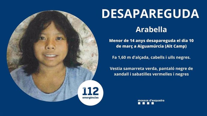 Imagen de la menor desaparecida.