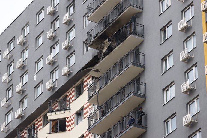 SAPRONOVO, March 11, 2025  -- This photo taken on March 11, 2025 shows a damaged residential building in Sapronovo, Moscow Region, Russia. Russia's air defense systems shot down 337 Ukrainian drones overnight, the Russian Ministry of Defense announced Tue