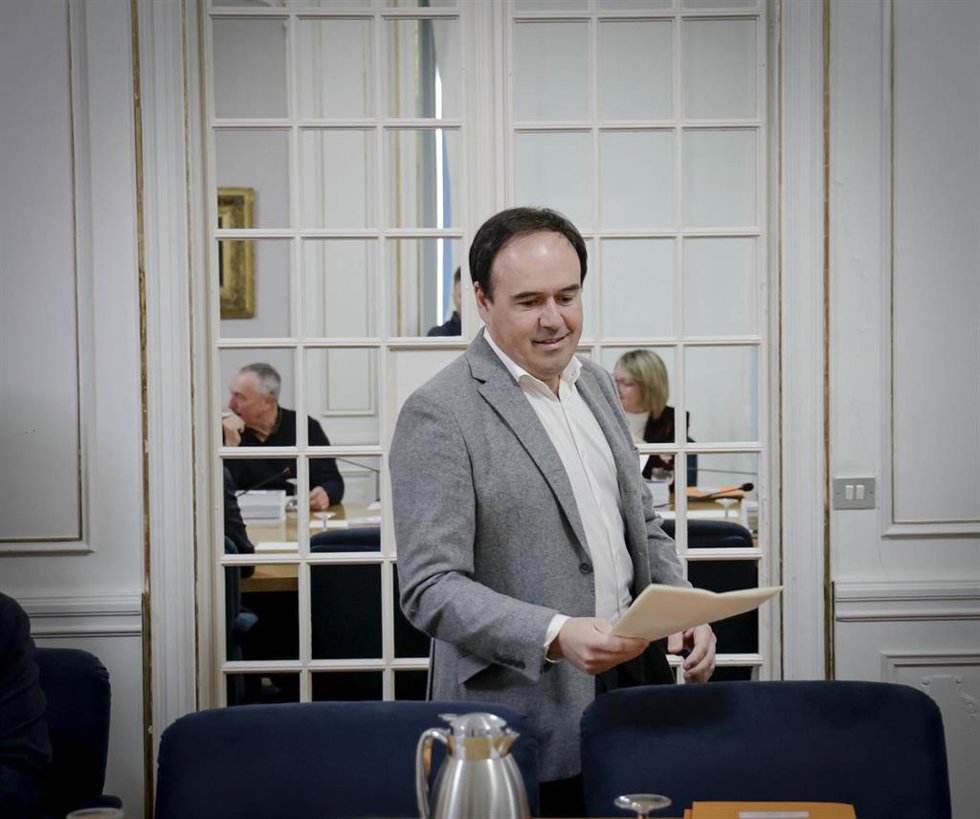 El síndic del PP en Les Corts Valencianes, Juanfran Pérez Llorca, este martes en la junta de portavoces