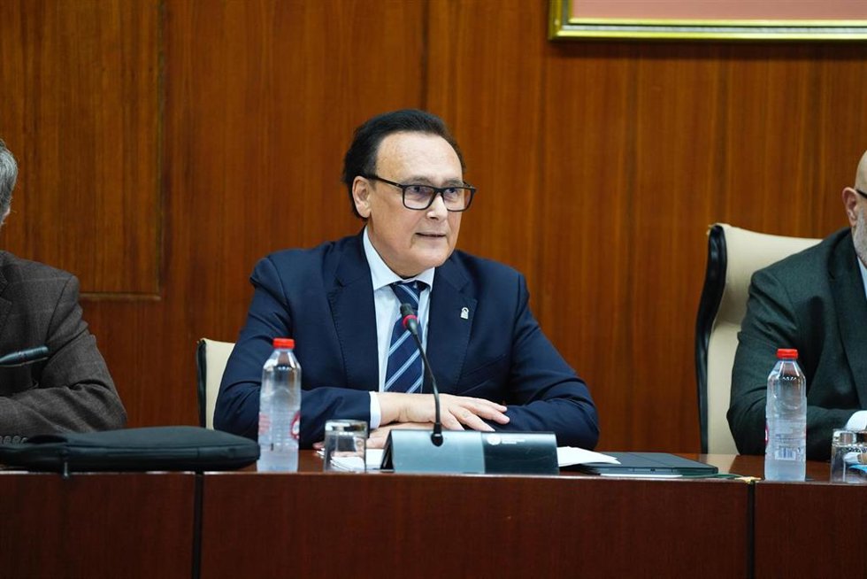 El consejero de Universidad, José Carlos Gómez Villamandos, en la comisión parlamentaria del 11 de marzo de 2025.