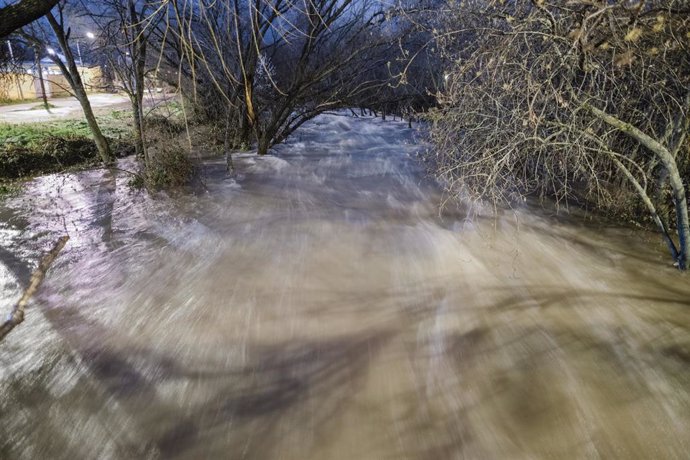 El río Guadarrama a su paso por Galapagar, a 8 de marzo de 2025, en Galapagar, Madrid (España).