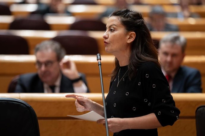 La ministra de Juventud e Infancia, Sira Rego, durante una sesión de control en el Senado, a 11 de marzo de 2025, en Madrid (España).