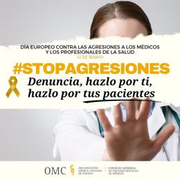 Cartel de la campaña contra las agresiones a los profesionales médicos.