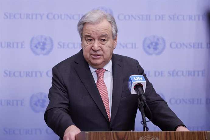 El secretario general de Naciones Unidas, António Guterres, en una rueda de prensa en la sede de la ONU en Nueva York (archivo)