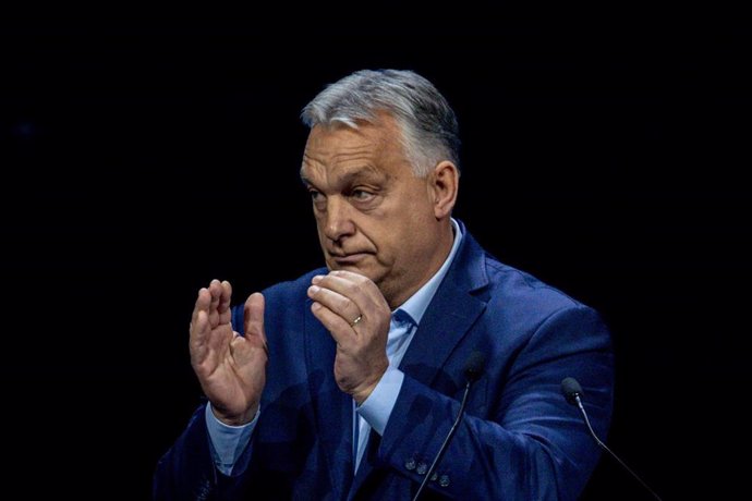 Archivo - El primer ministro de Hungría, Viktor Orban, durante la cumbre ‘Patriots’, en Hotel Marriott Auditorium, a 8 de febrero de 2025, en Madrid (España),