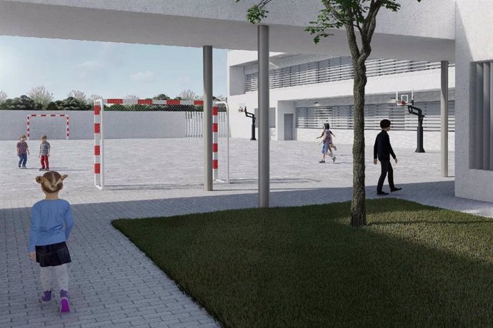 Recreación digital del nuevo edificio de Primaria en el CEIP Los Argonautas de Chipiona, cuyas obras han salido a licitación.