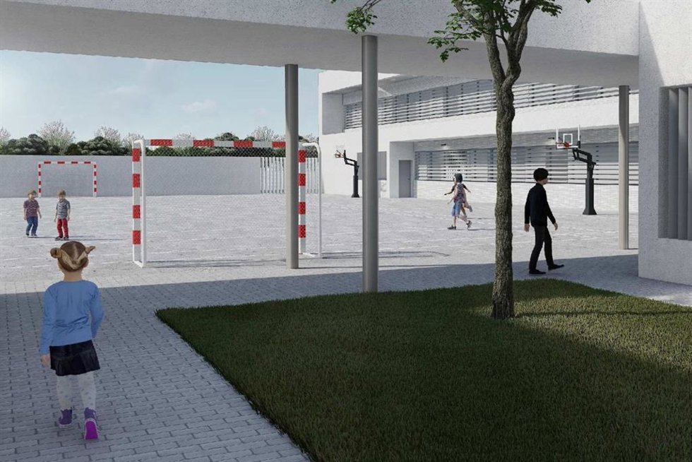 Recreación digital del nuevo edificio de Primaria en el CEIP Los Argonautas de Chipiona, cuyas obras han salido a licitación.