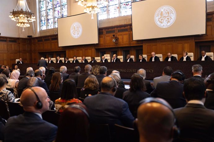 Archivo - THE HAGUE, Nov. 30, 2024  -- This photo taken on July 19, 2024 shows a public session of the International Court of Justice (ICJ) in The Hague, the Netherlands. The International Court of Justice (ICJ) called on Israel to end its "unlawful" pres