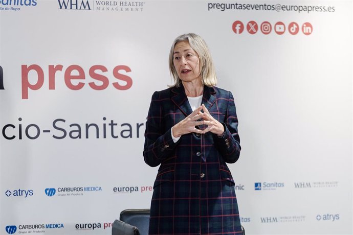 La consejera de Salud y Consumo de la Junta de Andalucía, Rocío Hernández Soto, protagoniza un desayuno Sociosanitario, en el Hotel Eurostars Tower, a 13 de marzo de 2025, en Madrid (España).
