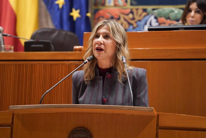 La vicepresidenta del Gobierno de Aragón y consejera de Presidencia, Economía y Justicia, Mar Vaquero, en el pleno de las Cortes.