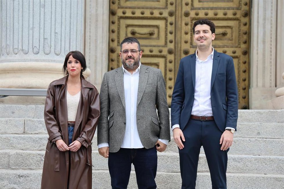 Los diputados nacionales de PSOE, Sumar Més y Podemos, Pepe Mercadal, Vicen Vidal y Martina Velarde, respectivamente.