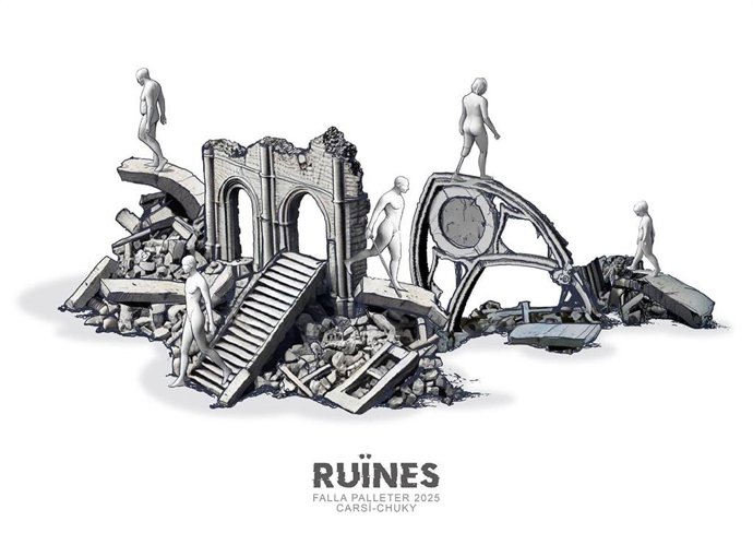 Boceto del monumento grande de la Falla Palleter-Erudit Orellana