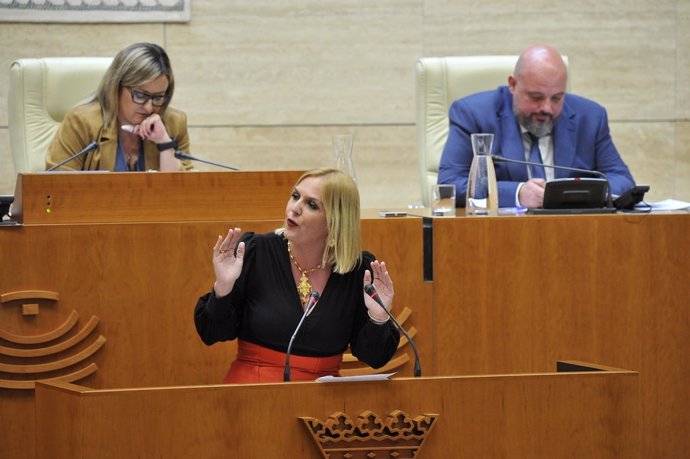 La consejera de Hacienda, Elena Manzano, en el pleno de la Asamblea