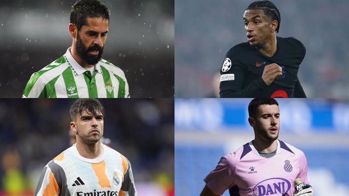 Los futbolistas Isco Alarcón (Real Betis), Alejandro Balde (FC Barcelona), Raúl Asencio (Real Madrid) y Joan García (RCD Espanyol).