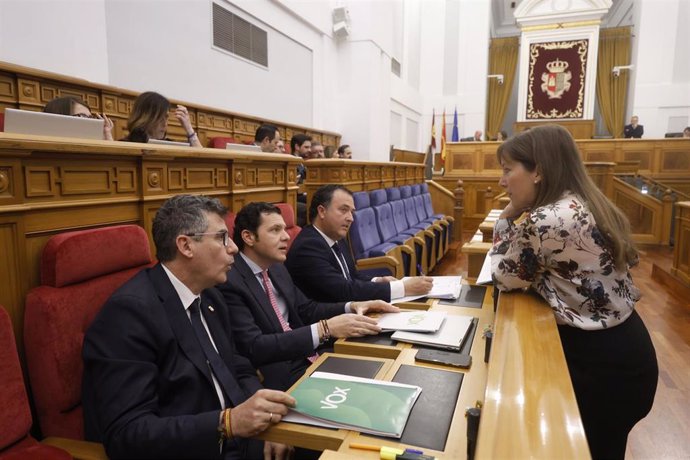 El Grupo Parlamentario Vox y la diputada del PP Tania Andicoberry.