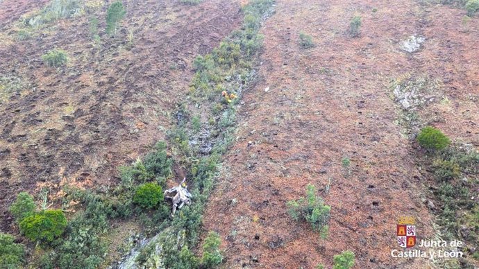 Lugar del accidente de la máquina agrícola donde se ha rescatado a un hombre herido.
