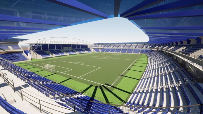 Archivo - Simulación del nuevo estadio de Bahía Sur en San Fernando.