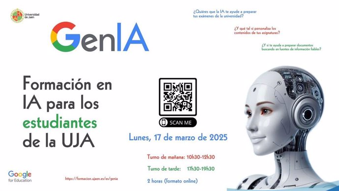 Cartel sobre la formación en inteligencia artificial para los estudiantes de la UJA.