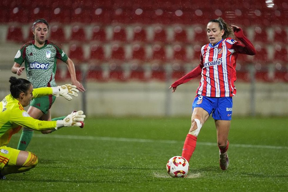Ainhoa Moraza of Atletico de Madrid in action during the Copa de la Reina, Spanish Women Cup, Semi Final Second Leg match between Atletico de Madrid and Granada CF, at Centro Deportivo Wanda Alcala de Henares stadium on March 13, 2025, in Alcala de Hena