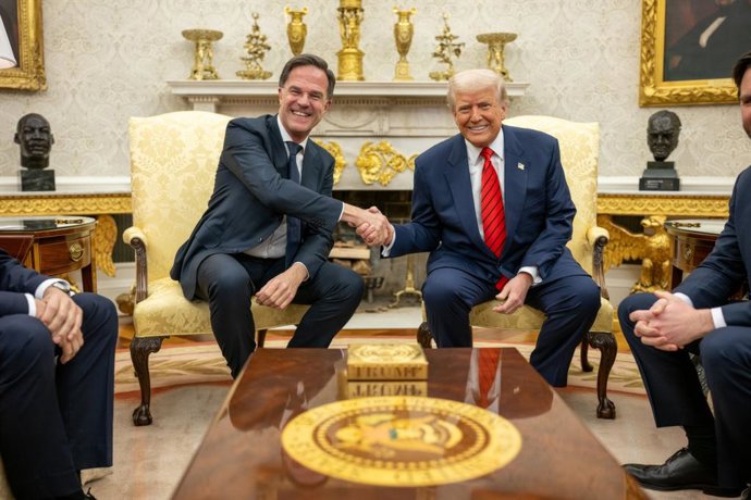 O presidente dos EUA, Donald Trump, recebe o secretário-geral da OTAN, Mark Rutte, na Casa Branca.