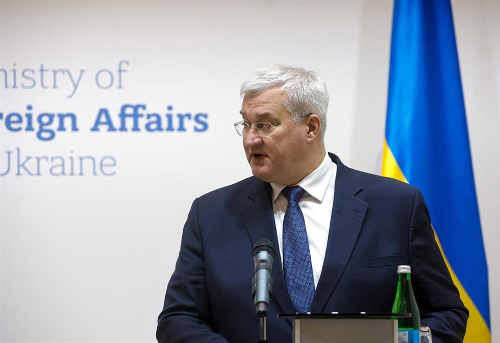 Archivo - El ministro de Exteriores de Ucrania, Andri SIbiga, durante una rueda de prensa en Kiev (archivo)