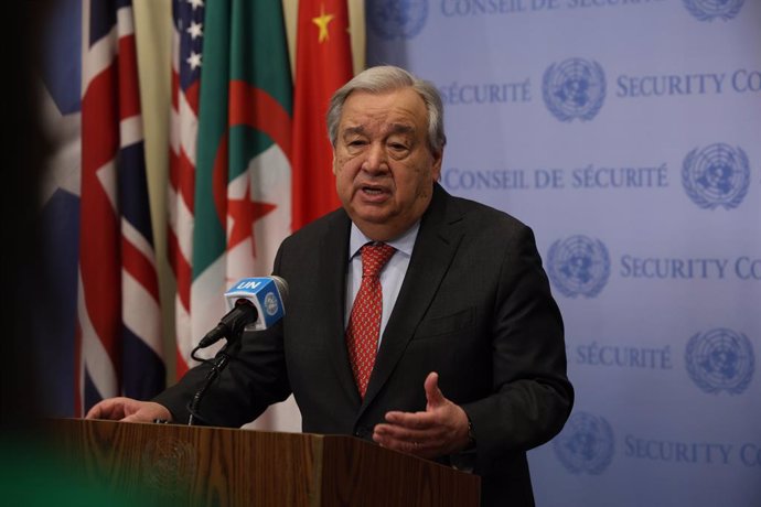 March 12, 2025, New York, New York, USA: UN Secretary General, ANTONIO GUTERRES, briefs the press on his UN80 Initiative an endeavor focusing on the financial, international cooperation, the graduate study program and more focus on reinforcing the role of