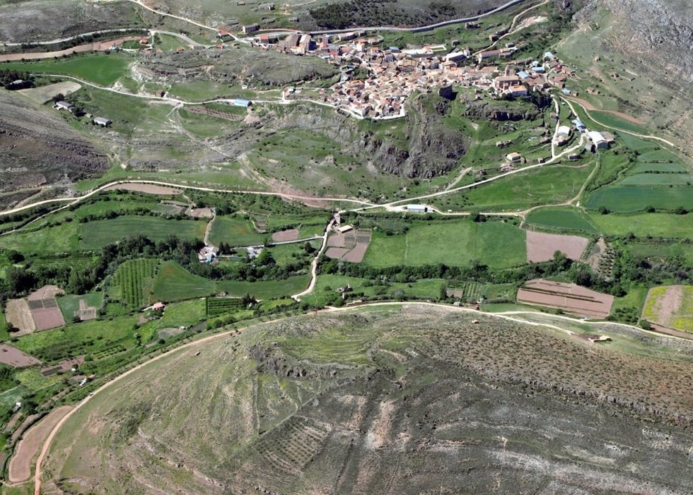 Vista aérea del yacimiento de Aratis, en Aranda de Moncayo (Zaragoza).