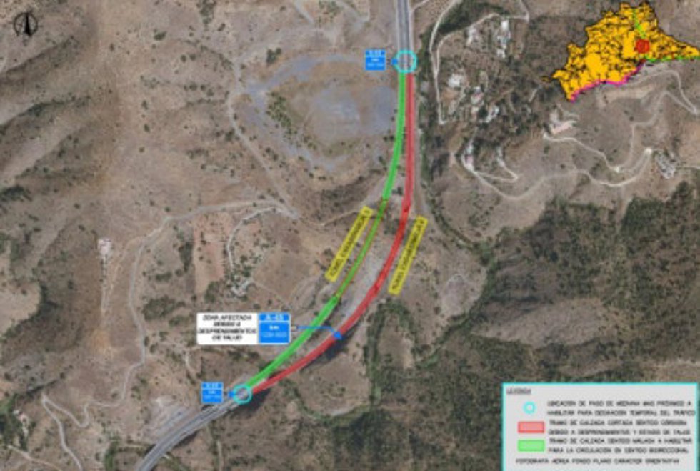Obras para estabilizar un talud de la A-45 en Casabermeja (Málaga).