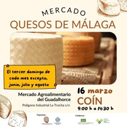 Cartel del Mercado de Quesos de Málaga que se celebra este domingo 16 de marzo en Coín.