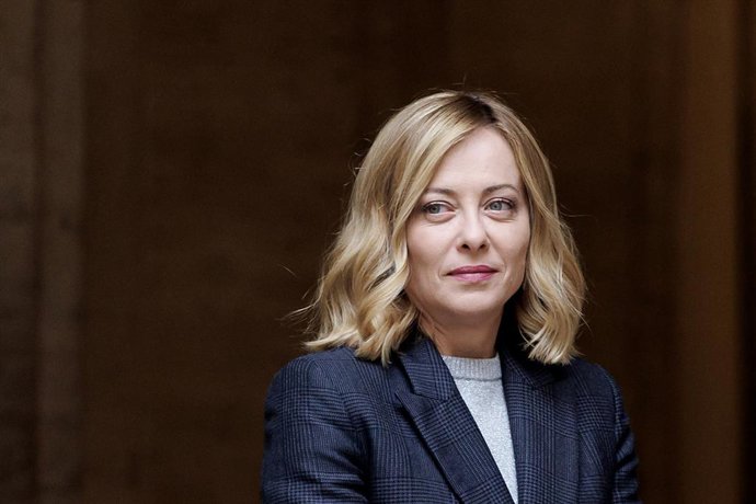 A primeira-ministra Giorgia Meloni durante sua reunião com o primeiro-ministro do Reino dos Países Baixos, Dick Schoof, no Palazzo Chigi, em Roma, na quarta-feira, 12 de março de 2025 (Foto Roberto Monaldo / LaPresse). Primeira-ministra Giorgia Meloni
