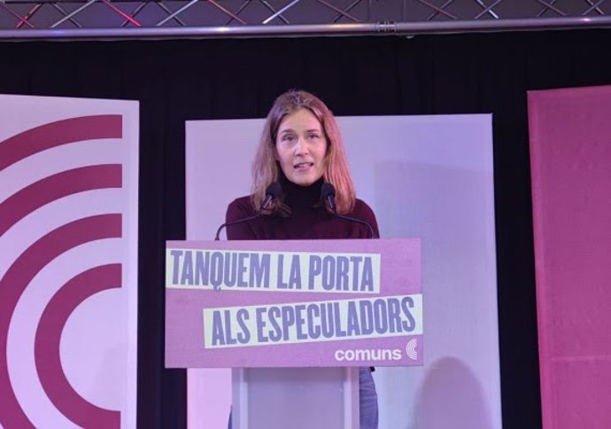La líder de los Comuns en el Parlament, Jéssica Albiach, en unas jornadas del partido sobre vivienda a 15 de marzo