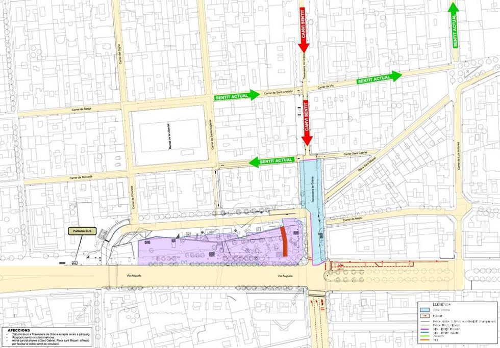 Mapa de las obras de FGC en Grcia