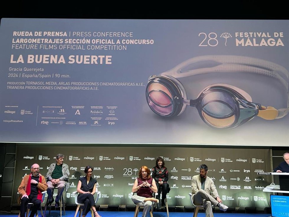 Imagen de la rueda de prensa de 'La buena suerte' en el Festival de Málaga.