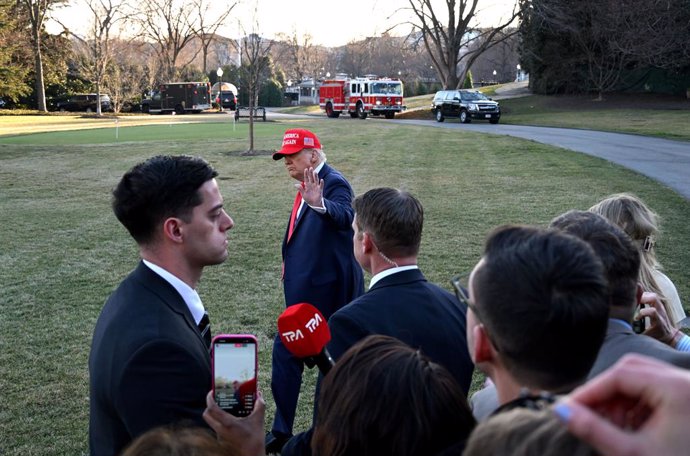 March 1, 2025, USA: U.S. President Donald Trump addresses the media as he departs the White House for Mar-a-Lago after a meeting with Ukrainian President Volodymyr Zelenskyy to sign a rare mineral rights agreement devolved into heated words in Washington 