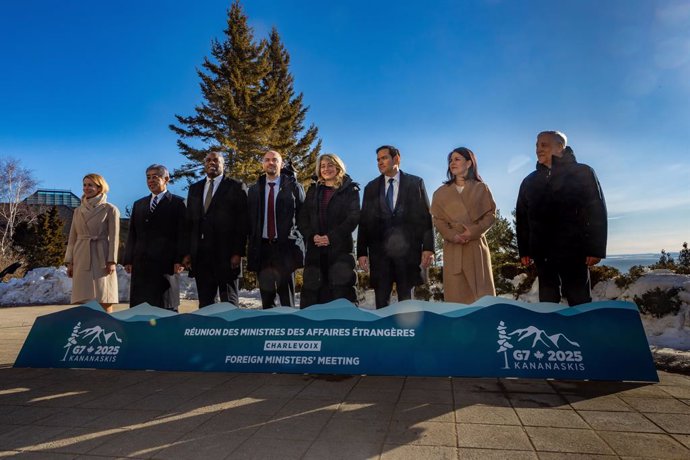 March 13, 2025, La Malbaie, Canada: European Union foreign policy chief Kaja Kallas (left to right), Japan Foreign Minister Takeshi Iwaya, U.K. Foreign Secretary David Lammy, France Foreign Affairs Minister Jean-Noel Barrot, Canada Foreign Affairs Ministe