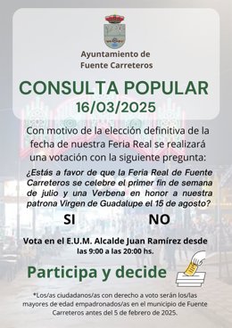 Imagen promocional de la consulta popular celebrada en Fuente Carreteros.