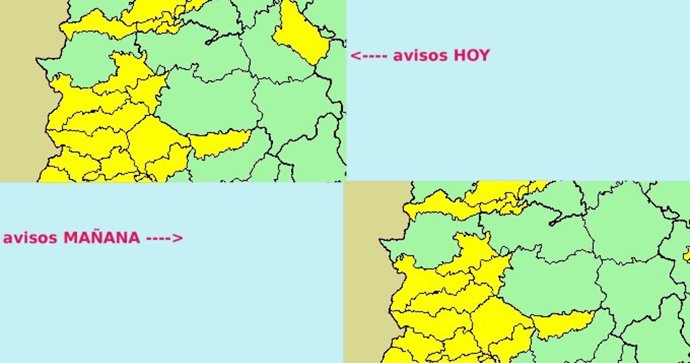 Situación de alerta amarilla por lluvias en Extremadura