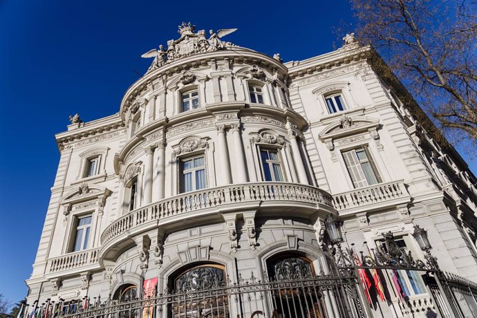 Archivo - Fachada de Casa América durante la presentación del Valle de La Lengua, en Casa de América, a 13 de marzo de 2023, en Madrid (España). El Valle de La Lengua es un proyecto que contribuye al despliegue del potencial del español como herramienta d