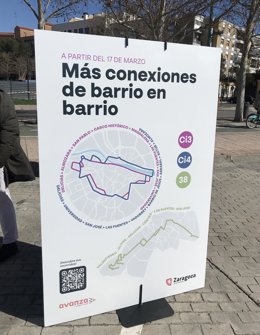 Cartel con lLas dos nuevas circulares y las mejoras en las líneas 36 y 38 que comienzan a operar este lunes