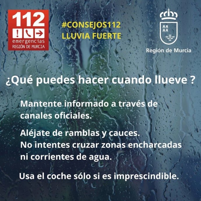 Consejos del 1-1-2 ante las fuertes lluvias