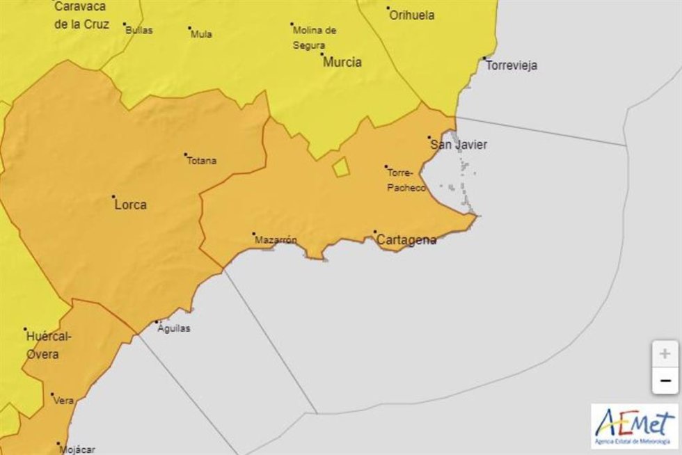 Avisos de la AEMET por lluvias para el martes 23 de mayo