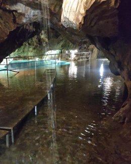Imagen de la Gruta de las Maravillas de Aracena tras las lluvias de estos días.