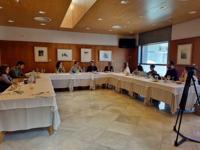El portavoz de Adelante Andalucía, José Ignacio García, este martes en un desayuno informativo celebrado con Codapa.