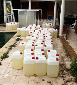 Gasolina incautada en una operación en el Campo de Gibraltar.